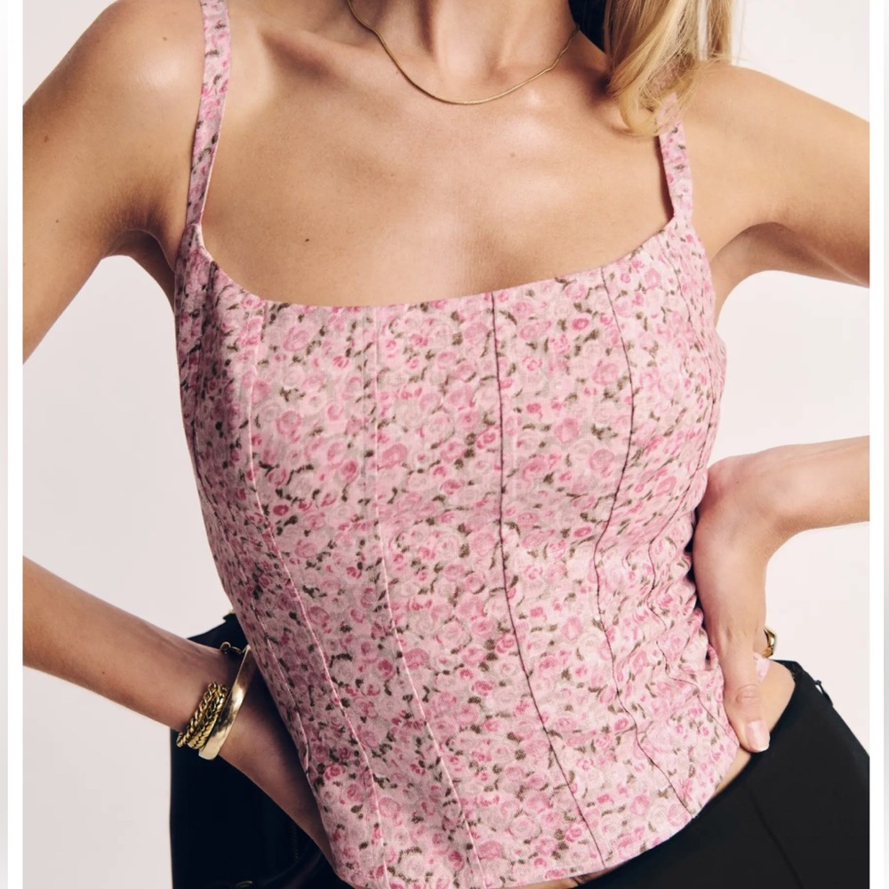 Reformation Hattie Linen Corset Top- 10